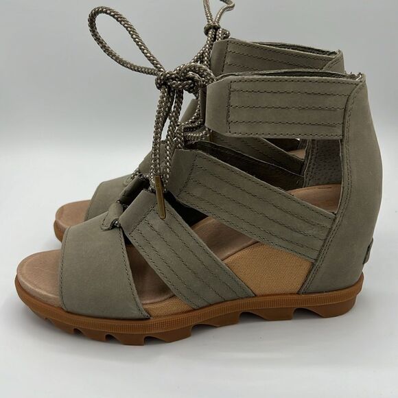 Sorel Joanie II Ghillie Lace Up Gladiator Wedge Sage Green-8.5. B45 - Picture 7 of 14